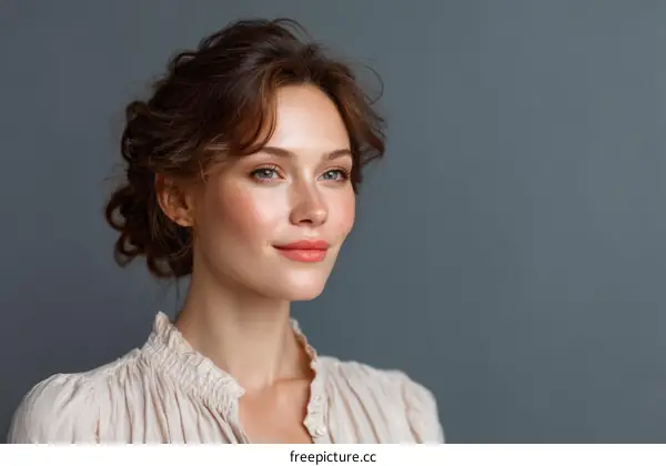Closeup Portrait of a Caucasian Woman with Elegant Hairstyle