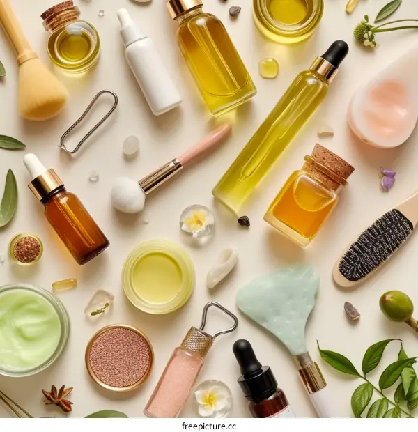 Natural Beauty Products Flat Lay