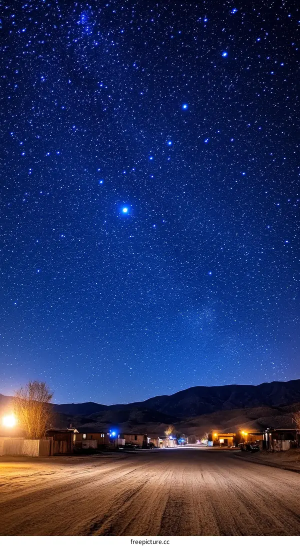 Starry Night Over a Quiet Mountain Town