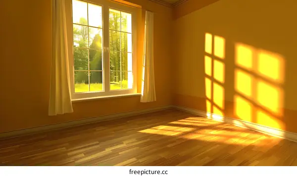 Empty Room with Window and Sunlight