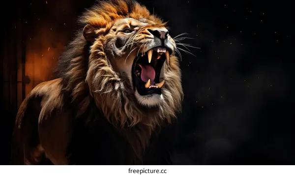 A lion with a dark background