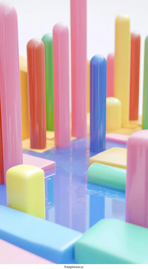 Abstract Colorful 3D Shapes and Geometric Design