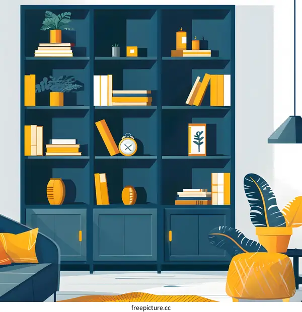 Modern Minimalist Home Interior Design With Bookshelf