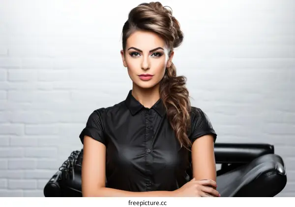 portrait of a beautiful young woman with long brown hair