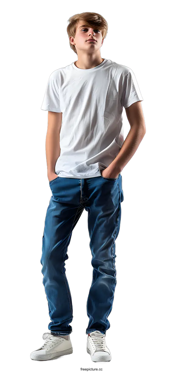 [Transparent Background PNG]Portrait of a teenage boy in casual clothes