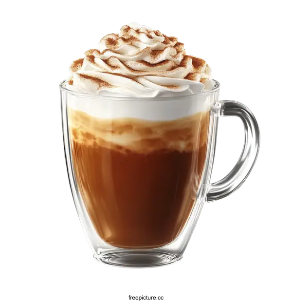 [Transparent Background PNG]Glass Coffee Cup with Whipped Cream