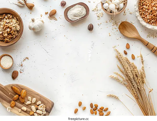 Ingredients for Baking Bread and Cooking in White Background