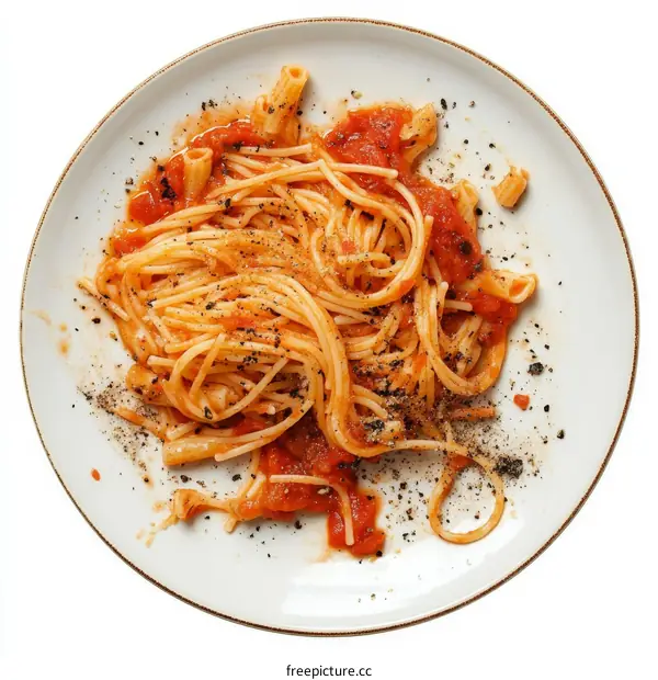 Delicious Spaghetti with Tomato Sauce on a Plate