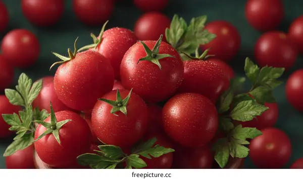 Close Up of Fresh Tomatoes with Water Droplets
