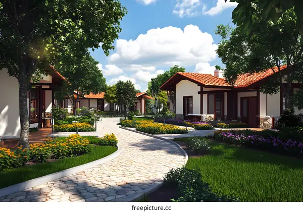 Beautiful Homes in a Green Garden