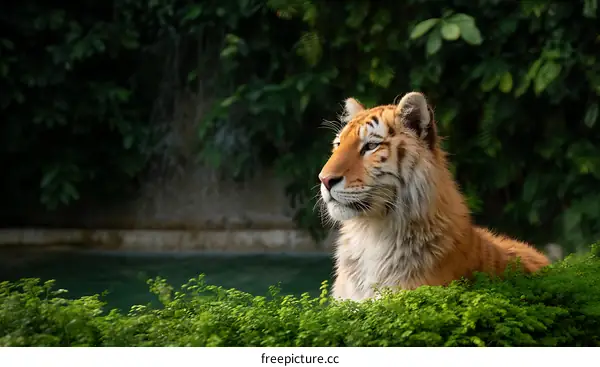 Golden Tiger in Lush Natural Environment