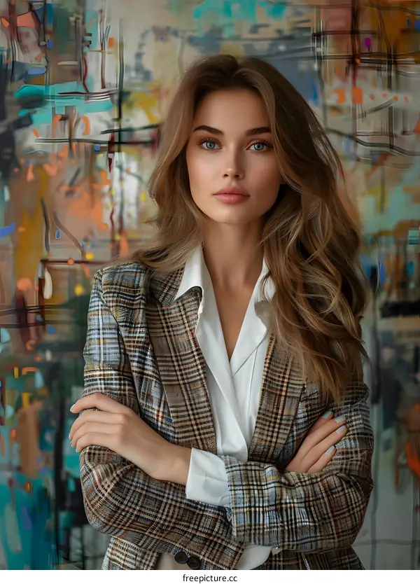 portrait of a beautiful young woman in a suit