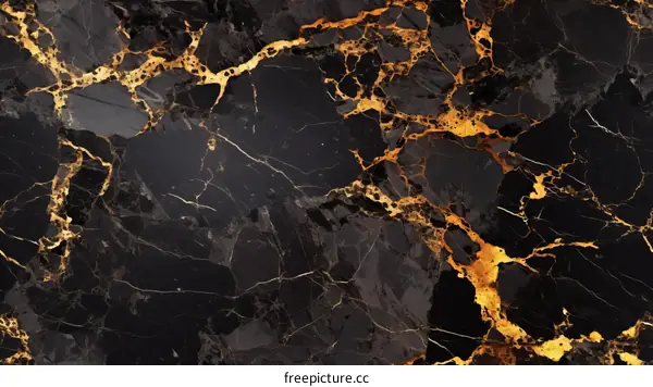 Black and gold marble texture with veins