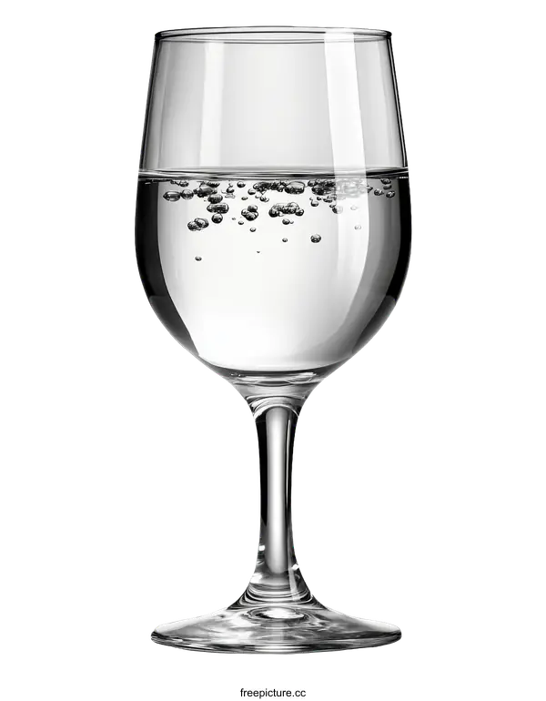[Transparent Background PNG]Clear Glass Wine Glass with Water