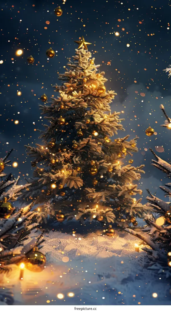 Christmas Tree Sparkles in Winter Wonderland
