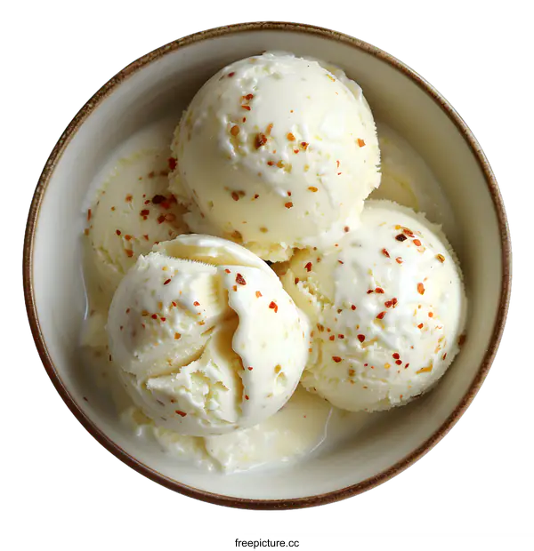 [Transparent Background PNG]Scoops of Vanilla Ice Cream with Chili Flakes