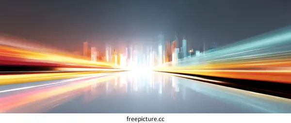 Abstract Cityscape Night Speed Light Trails
