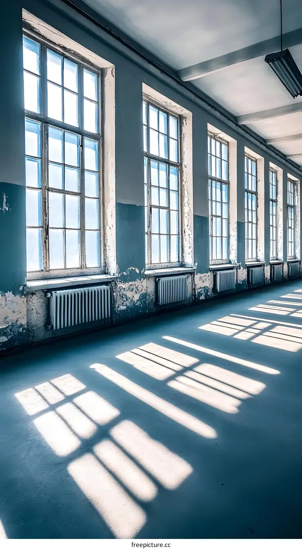 Sunlight Streaming Through Windows in an Abandoned Building