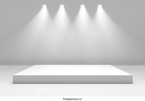 Empty White Display Platform with Spotlights