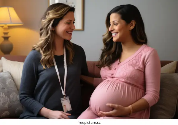 Pregnant woman consulting with a healthcare professional