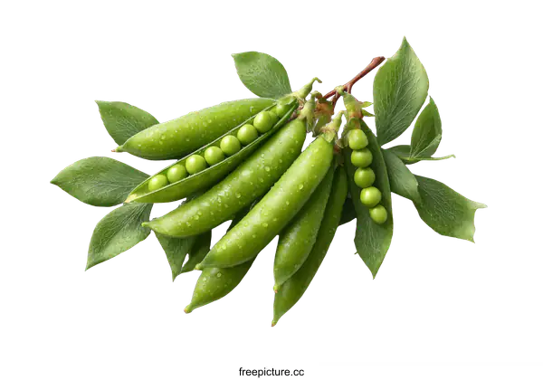 [Transparent Background PNG]Fresh Green Peas with Leaves