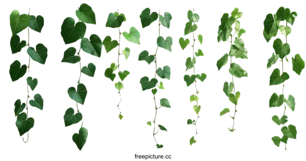 [Transparent Background PNG]Collection of Hanging Ivy Leaves on White Background