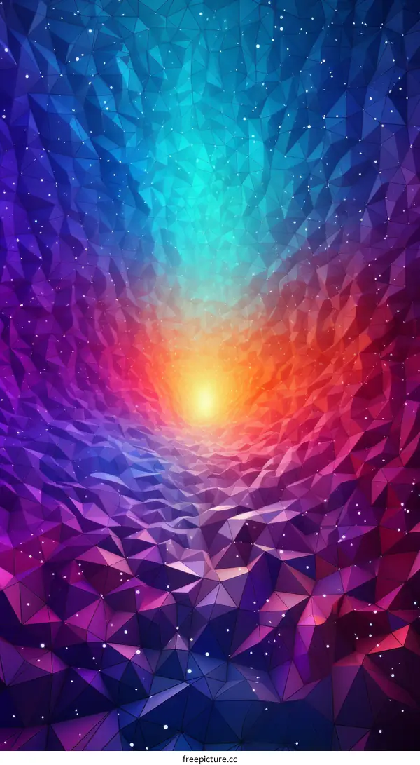 3D rendering of a colorful crystal cave