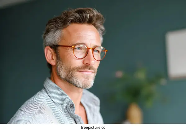 Caucasian Man with Glasses Closeup Portrait