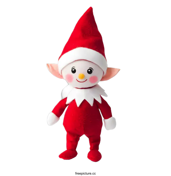 [Transparent Background PNG]Christmas Elf Toy Standing on White Background