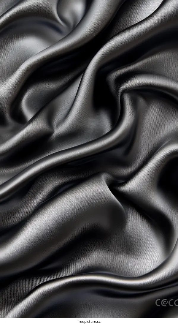 Close Up View of Dark Gray Satin Fabric Texture