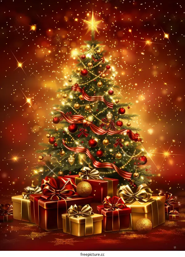 Decorated Christmas Tree with Presents