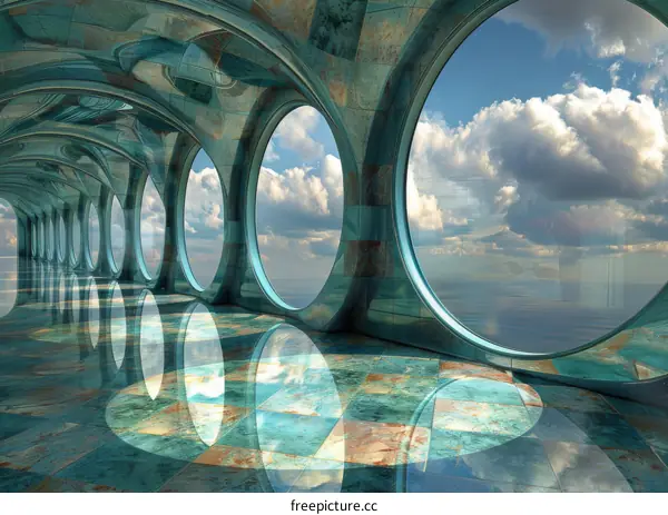 Futuristic Spaceship Interior with Expansive Windows