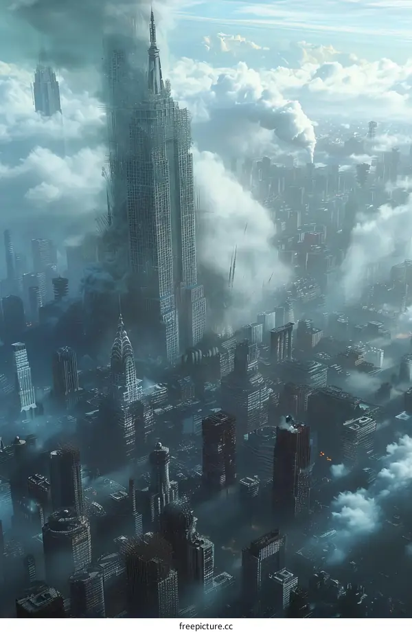 Futuristic Cityscape Above the Clouds