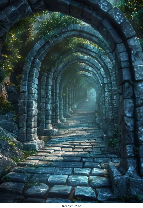 Ancient Stone Archway in a Mystical Forest
