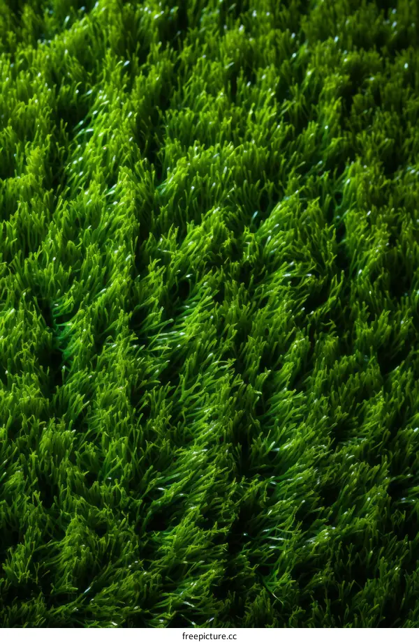 Close-up of green artificial grass texture background