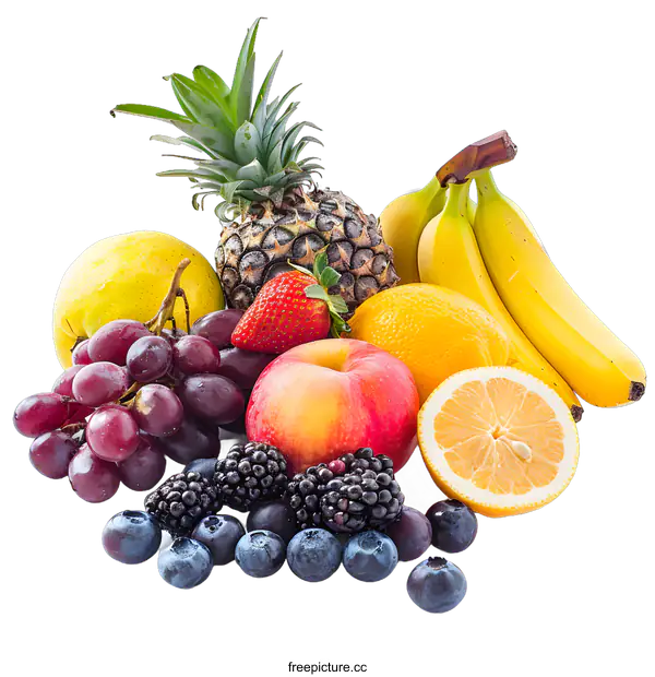 [Transparent Background PNG]Fresh Fruit Mix On White Background