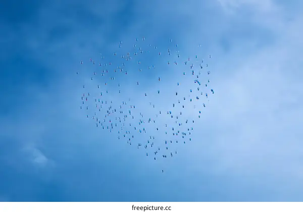Colorful Balloons in the Sky Heart Shape