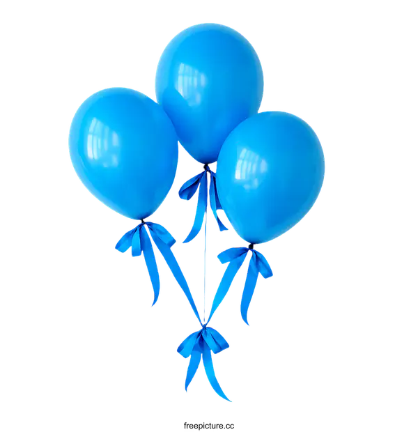 [Transparent Background PNG]Three Blue Balloons with Ribbons