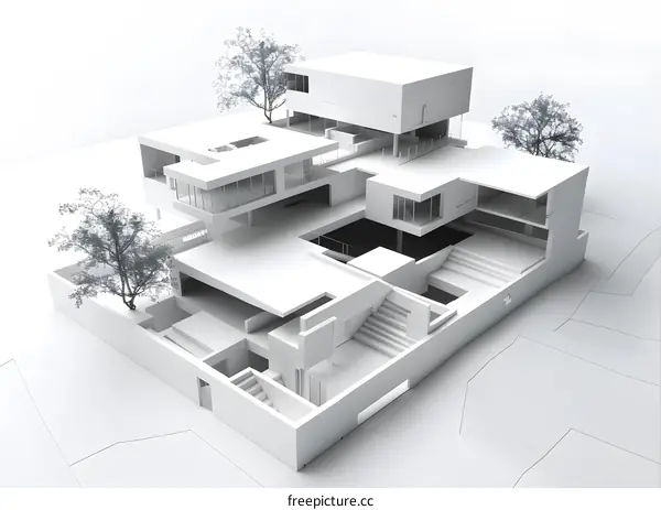 Modern House Architecture Design with Trees