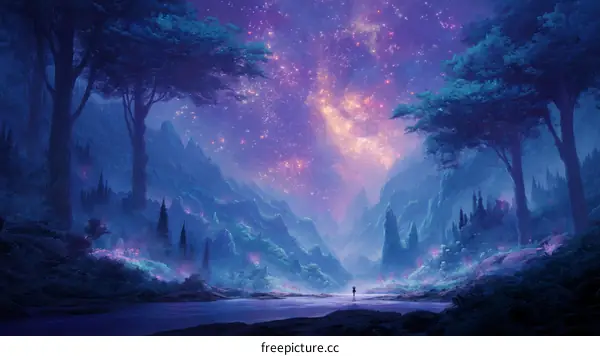 Enchanted Valley Under a Starry Night