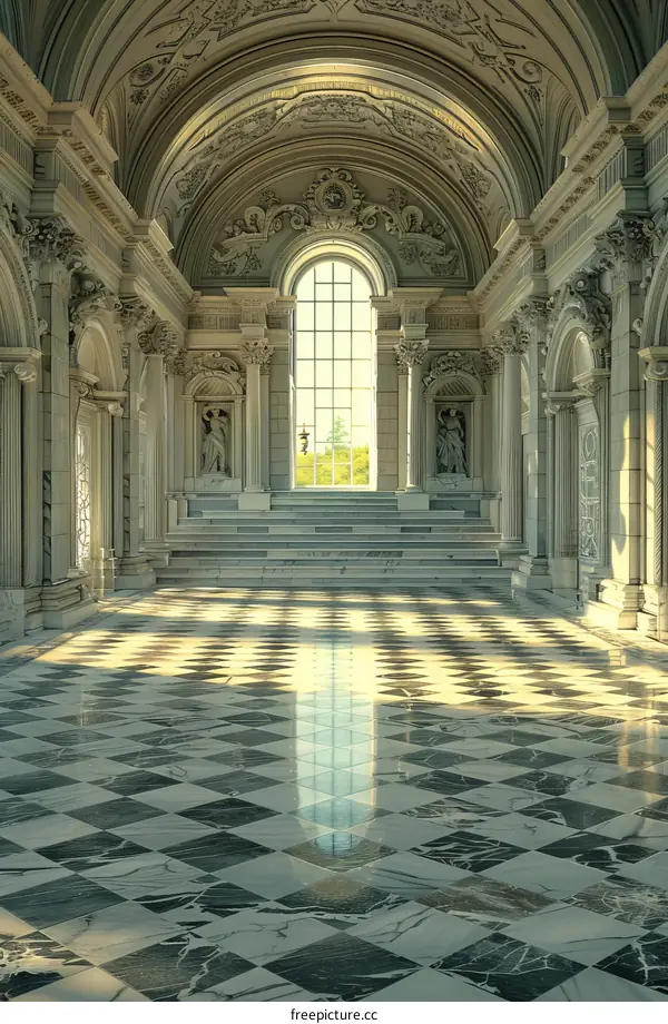 Baroque Hallway with Vaulted Ceiling and Ornate Details