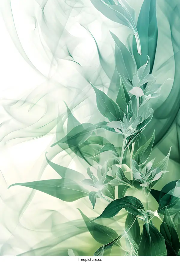 Green Floral Background With Smoke Design