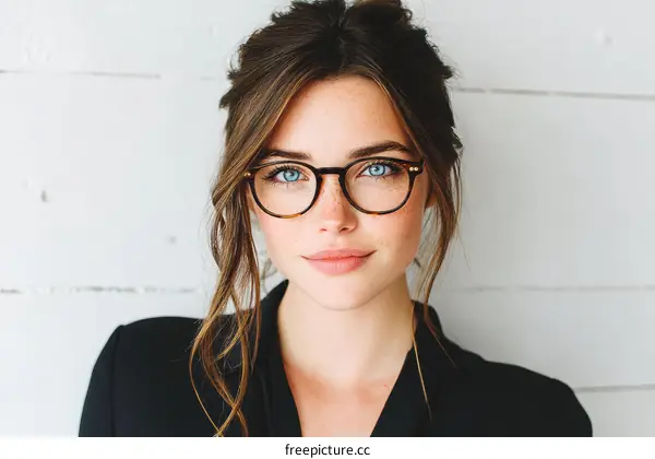 Young Woman with Glasses Studio Portrait