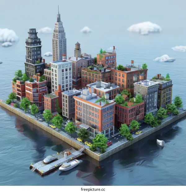 Urban Skyscrapers on an Island