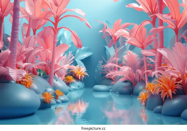 Pink and Blue Surreal Forest