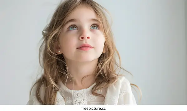 Little Girl Looking Up with Wonder