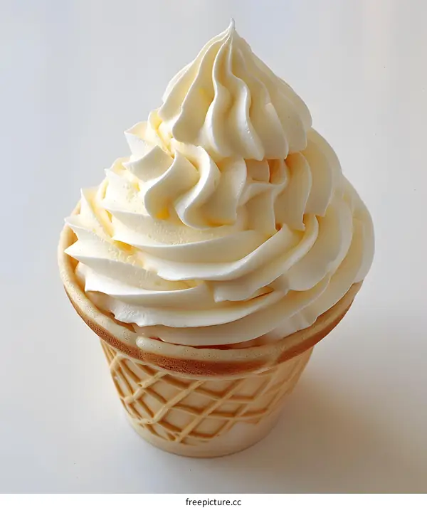 Close-up of a vanilla ice cream cone