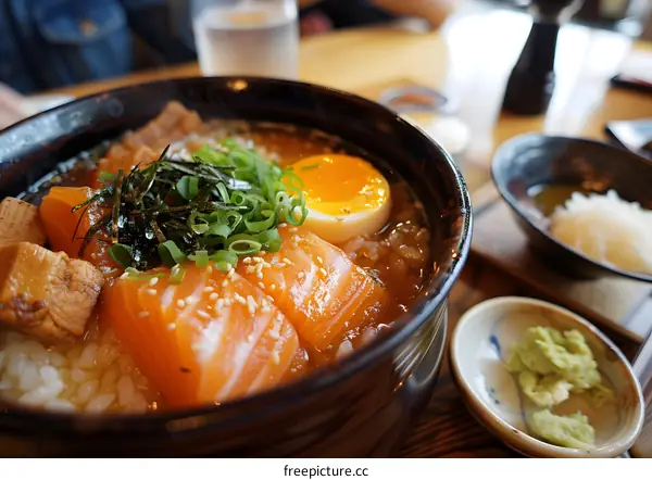 Salmon donburi with egg