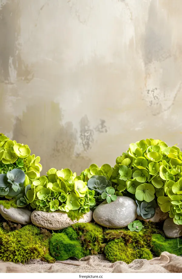 Green Plants and Stones Background