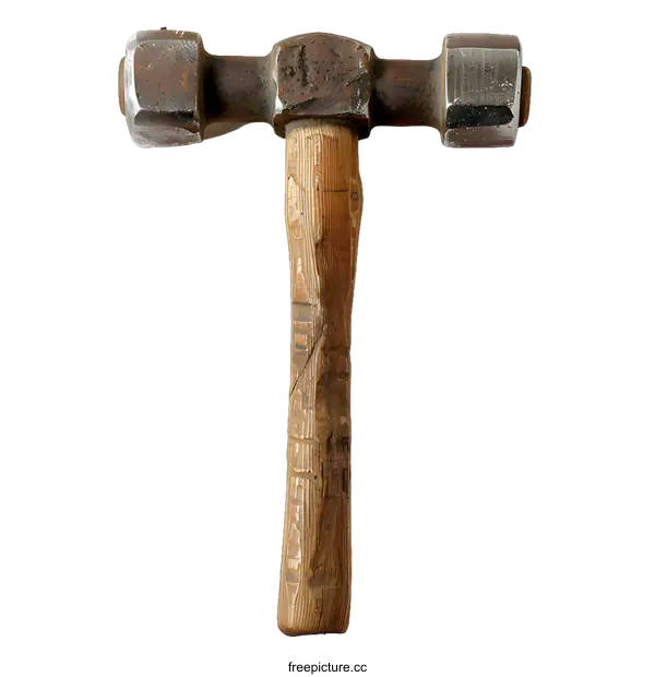 [Transparent Background PNG]Vintage Hammer With Wooden Handle On White Background